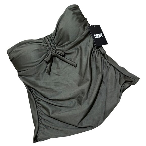 DKNY Womens Size S Moss Green Bandeau‎ Tankini Swimsuit Top NWT - Picture 2 of 7